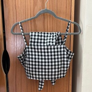 Black and White Checkered Crop Top
